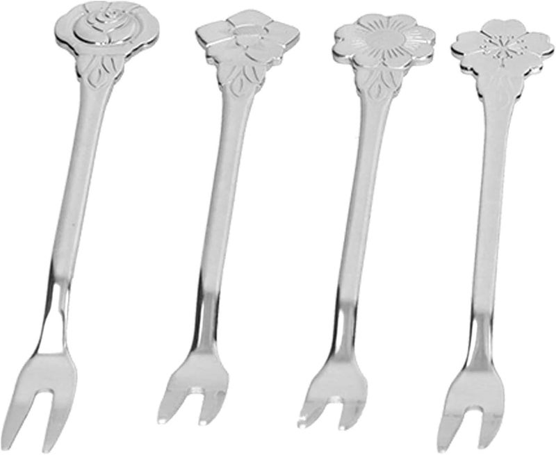 Stainless Steel Fruit Utensils 4 Pack | 2 Prong Mini Salad/Dessert/Tasting Pieces | 304 Grade for Kitchen/Party/Wedding | Dishwasher Safe & Ergonomic Design (Silver) - Image 3