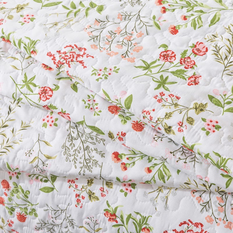 Travan 3-Piece Quilt Set Quilted Bedspread Lightweight Coverlet Set Garden Style Floral Printed Oversized Quilted Bedding Set with Shams for All Season, Flower Sea, King Size - Image 4