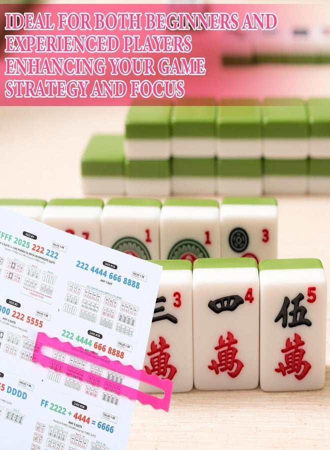 Amyhill 4 Pack Mahjong Guide Line Finder Acrylic Bright Scalloped Mahjong Rules Helper, Rules Reader for Players Women(Pink) - Image 4