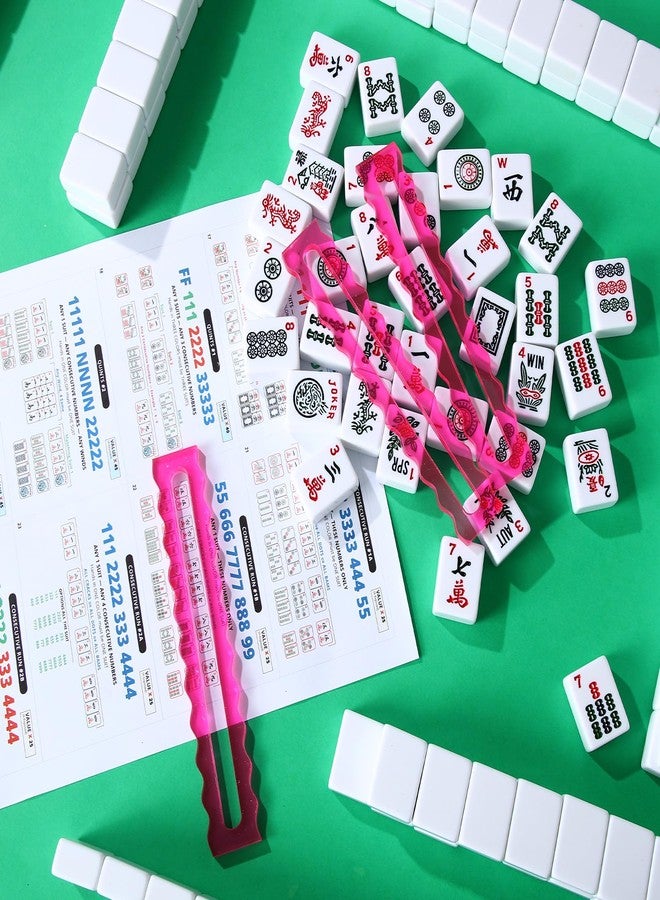 Amyhill 4 Pack Mahjong Guide Line Finder Acrylic Bright Scalloped Mahjong Rules Helper, Rules Reader for Players Women(Pink) - Image 5