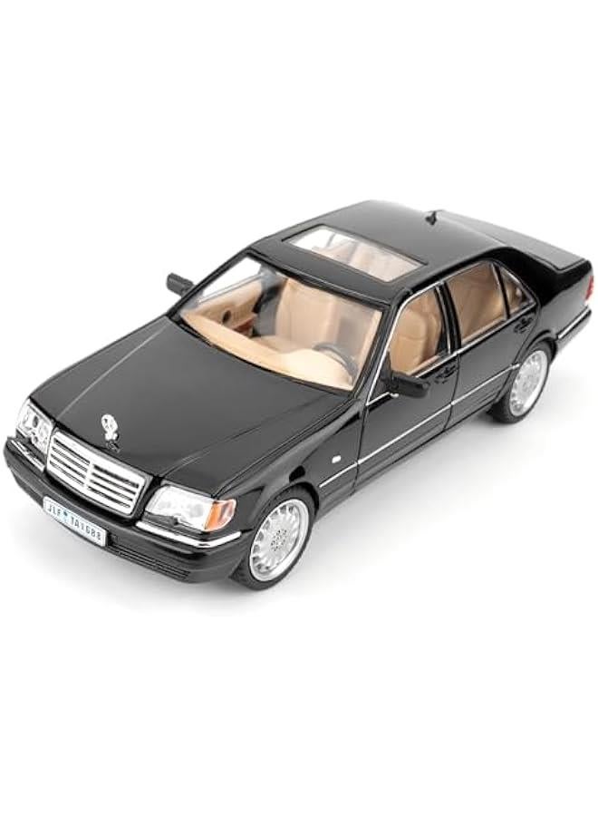 Compatible for 1:24 Benz W140 S320 Model Car, Diecast Collectible Pull Back Toy Car, Retro Classic Car with Sound and Light for Adults Kids Boys Girls, Gift Black - Image 1
