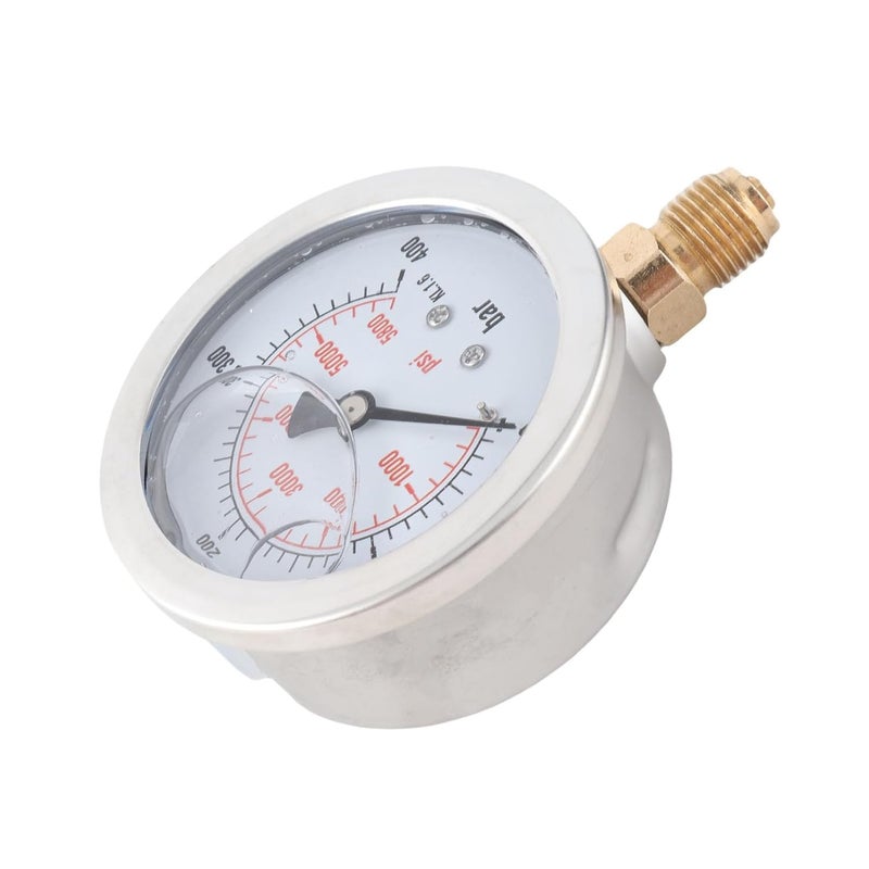 0-400BAR, 0-5800PSI, 68mm Hydraulic Pressure Meter, Metal, Convenient Carry, Dependable Performance, Mini Size, Clear Readings, G1/4 Thread Connection, Double Scale Dial Plate - Image 3
