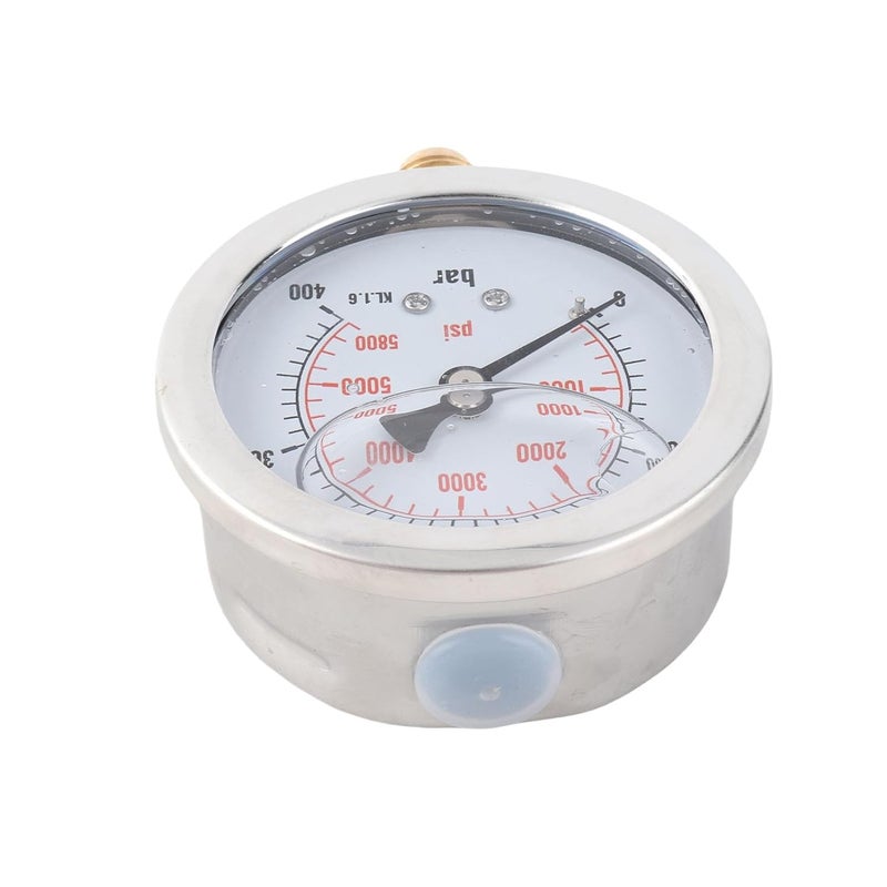 0-400BAR, 0-5800PSI, 68mm Hydraulic Pressure Meter, Metal, Convenient Carry, Dependable Performance, Mini Size, Clear Readings, G1/4 Thread Connection, Double Scale Dial Plate - Image 2