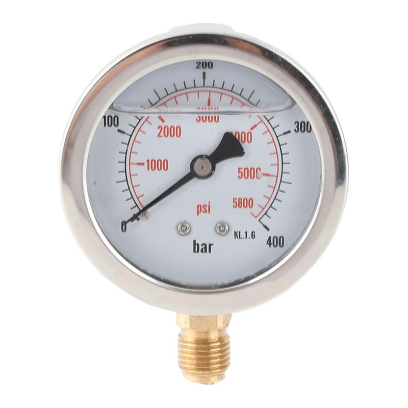 0-400BAR, 0-5800PSI, 68mm Hydraulic Pressure Meter, Metal, Convenient Carry, Dependable Performance, Mini Size, Clear Readings, G1/4 Thread Connection, Double Scale Dial Plate - Image 5