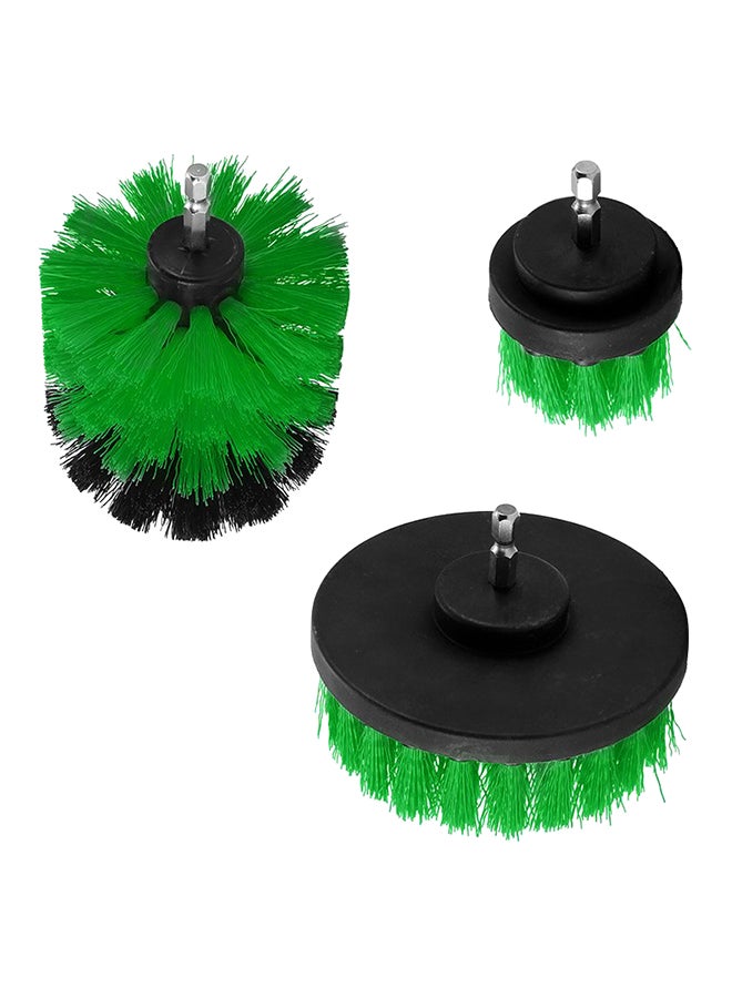 3-Piece Electric Drill Cleaning Brush Set Green/Black - Image 1