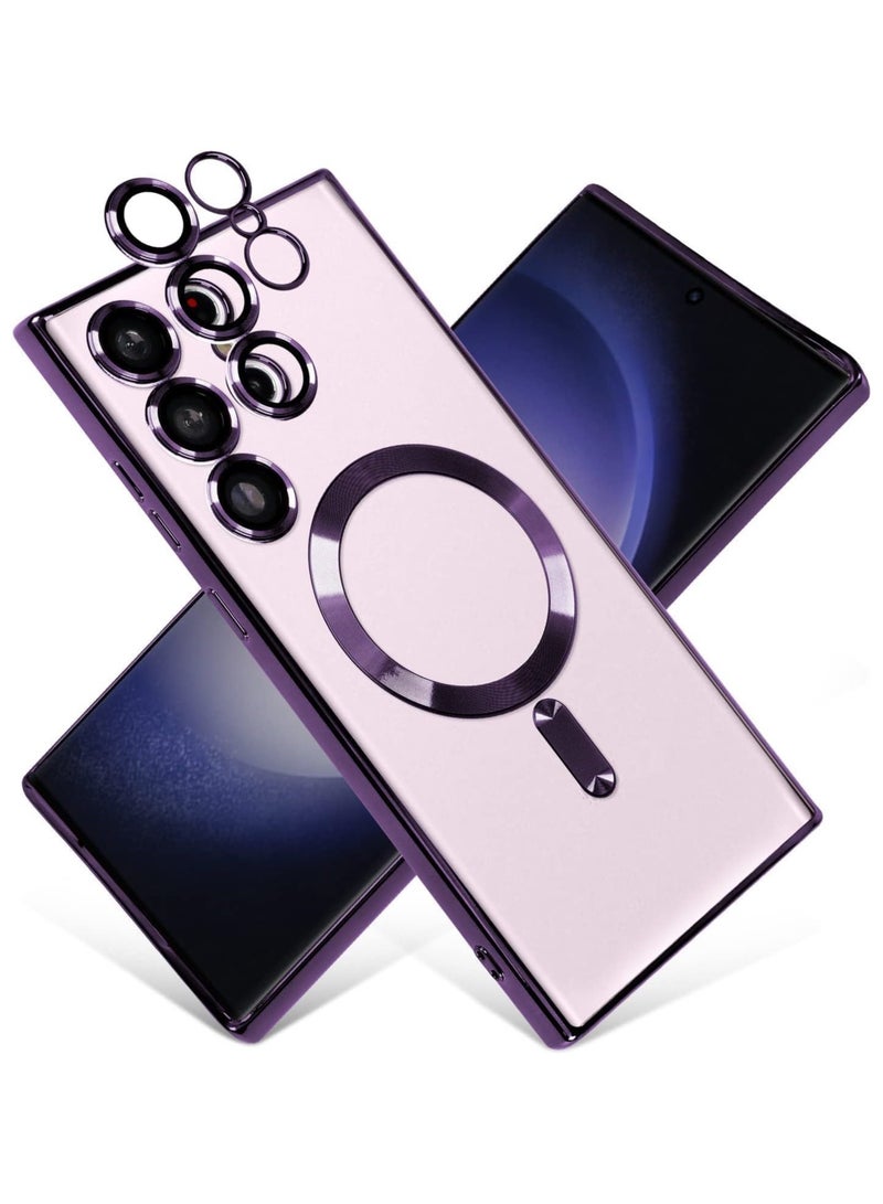 Magnetic Clear Case for Samsung Galaxy S25 Ultra with Camera Lens Protector Mag safe Compatible Electroplated Soft TPU Shockproof Case for Galaxy S25 Ultra  - Image 1