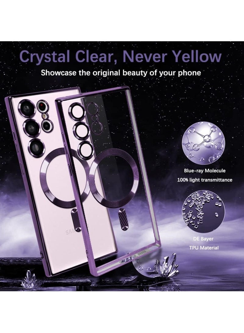 Magnetic Clear Case for Samsung Galaxy S25 Ultra with Camera Lens Protector Mag safe Compatible Electroplated Soft TPU Shockproof Case for Galaxy S25 Ultra  - Image 3