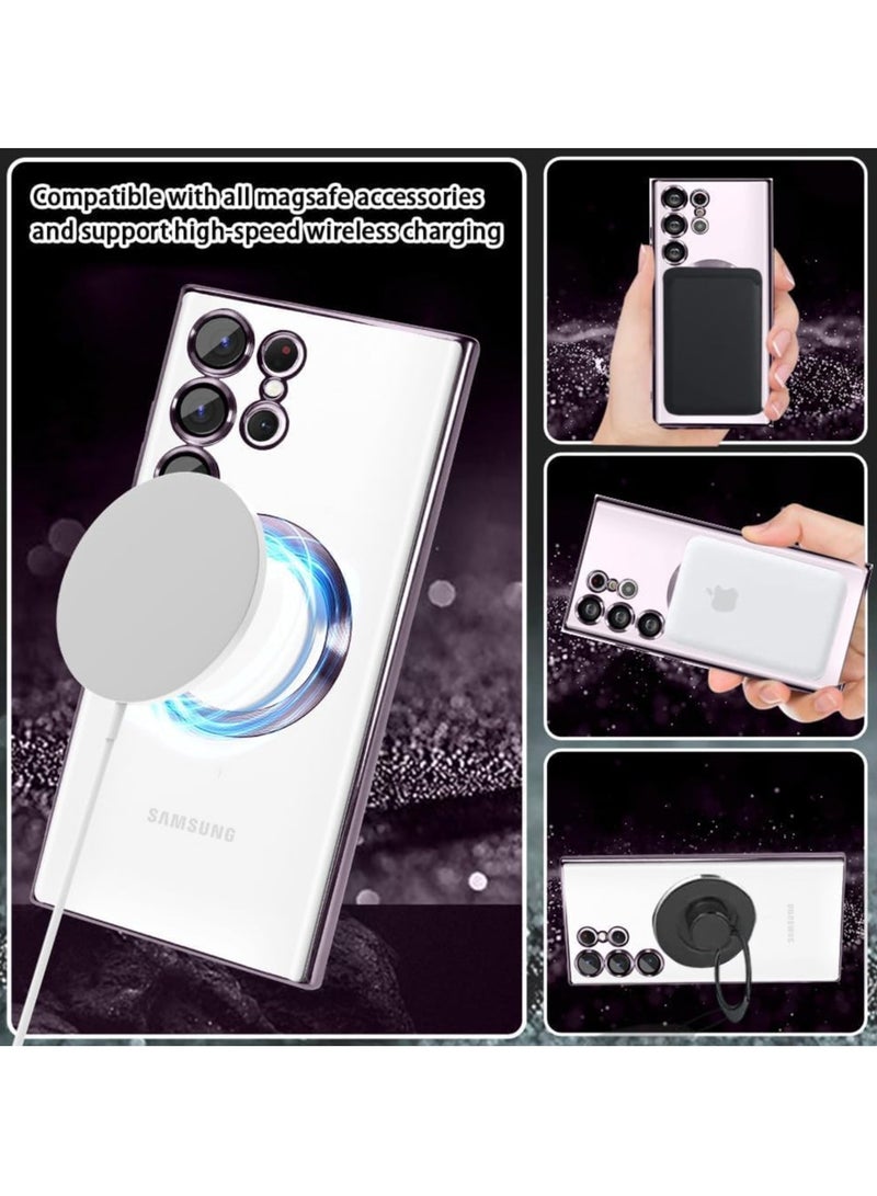 Magnetic Clear Case for Samsung Galaxy S25 Ultra with Camera Lens Protector Mag safe Compatible Electroplated Soft TPU Shockproof Case for Galaxy S25 Ultra  - Image 2