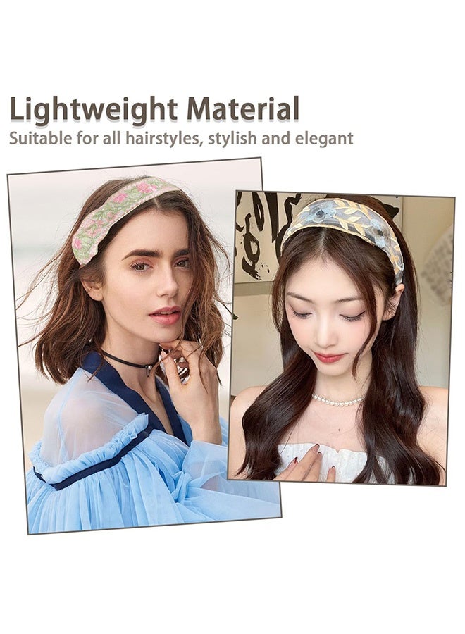 Quantum 3 PCS Floral Headband, Vintage Floral Embroidered Headbands, Comfortable and Non-Slip Easy to Match with Various Clothes - Image 5