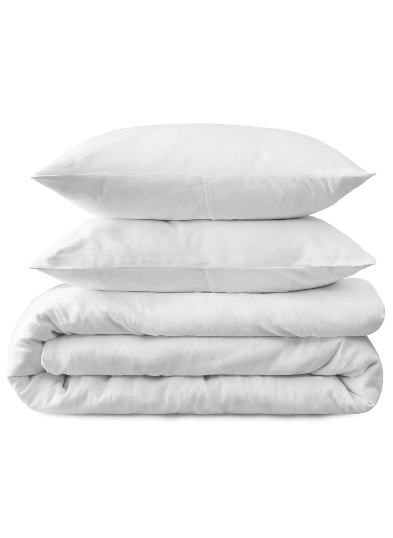 Blueberry Soft Solid Double Size Duvet Microfiber White 240 X 260Cm With 2 Pieces Pillow  - Image 1