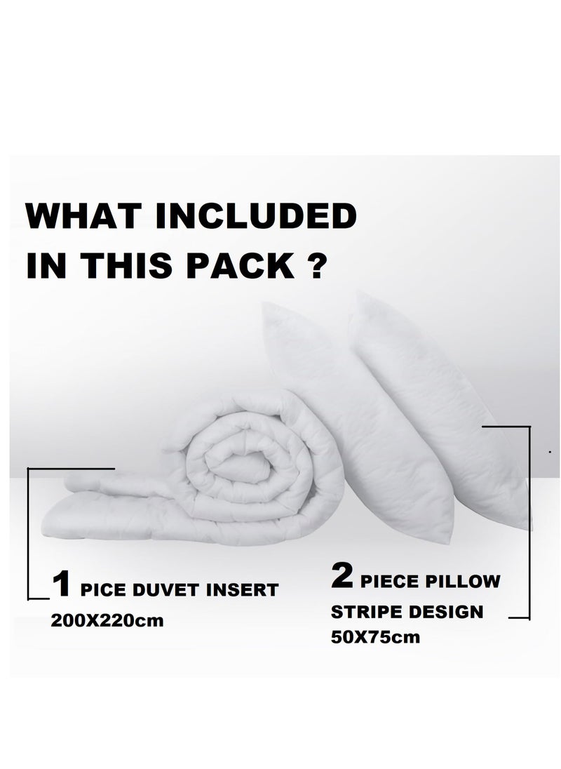 Blueberry Soft Solid Double Size Duvet Microfiber White 240 X 260Cm With 2 Pieces Pillow  - Image 3