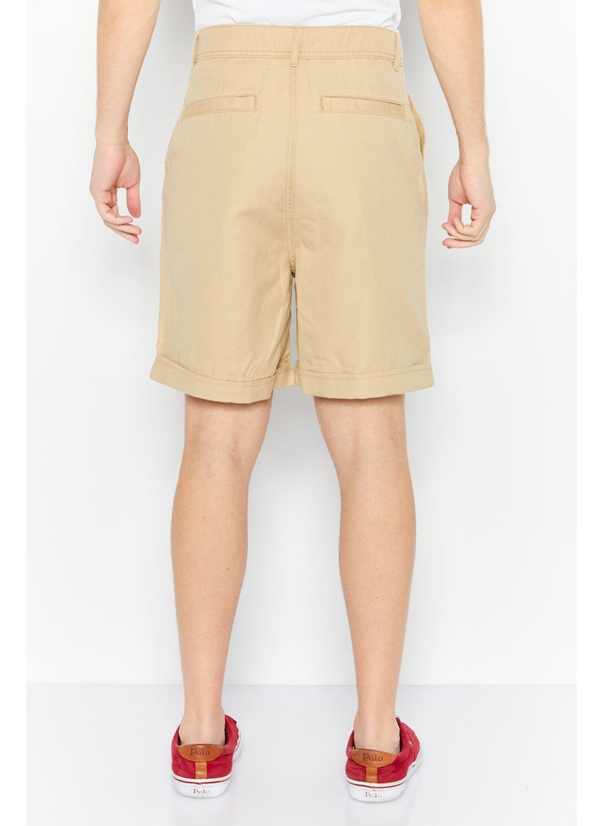 ESPRIT Men Plain Denim Short, Beige  - Image 4