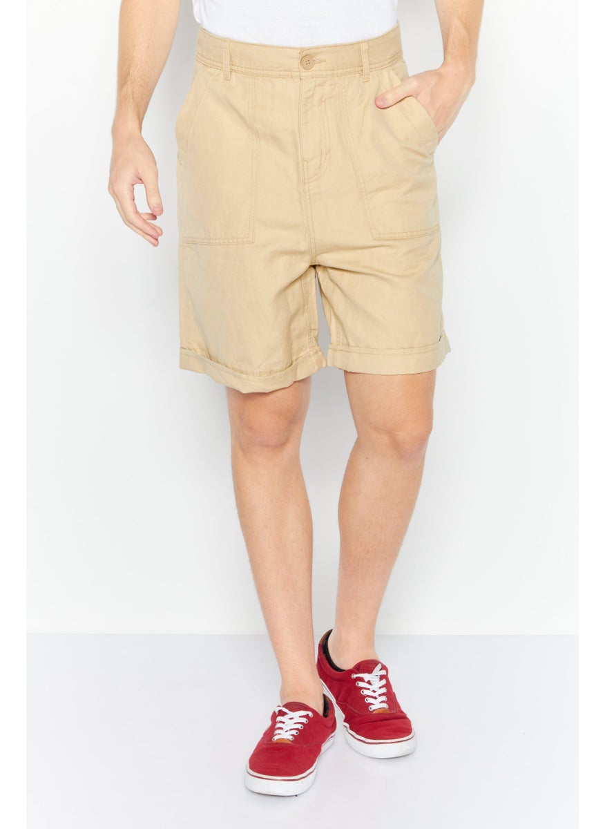 ESPRIT Men Plain Denim Short, Beige  - Image 1
