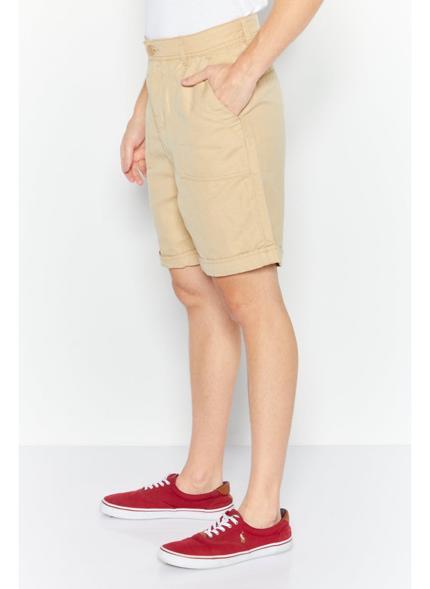 ESPRIT Men Plain Denim Short, Beige  - Image 3