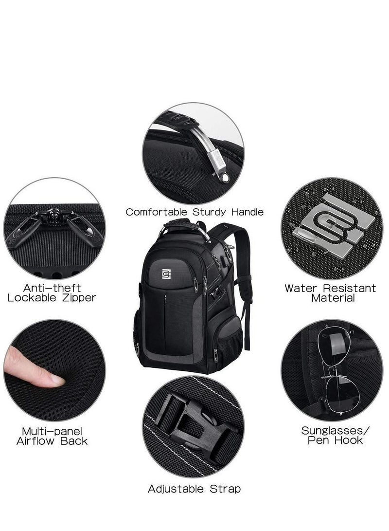 عربست حقيبة ظهر للكمبيوتر المحمول للسفر مع منفذ شحن USB ومضادة للسرقة ومضادة للماء وحقيبة مدرسية جامعية مناسبة لأجهزة الكمبيوتر المحمولة مقاس 15-18 بوصة - Image 4