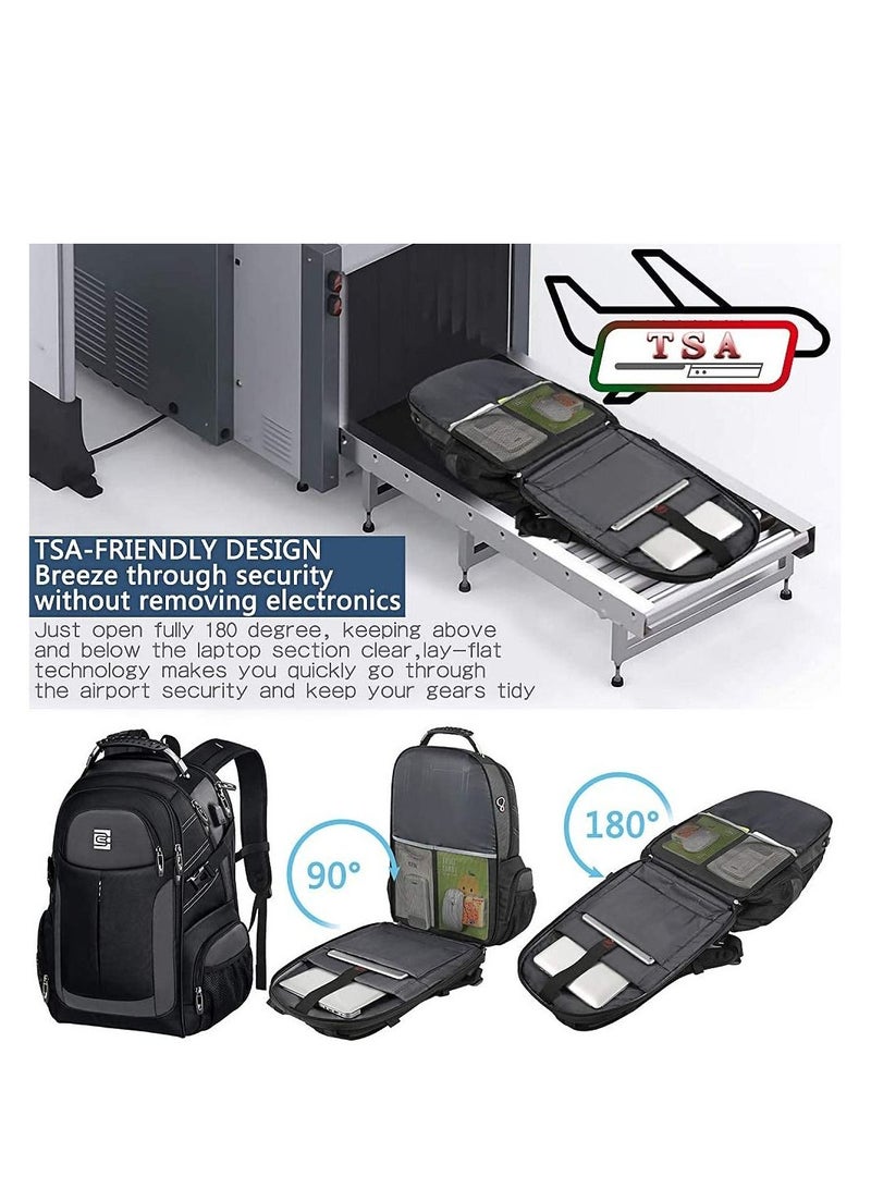 عربست حقيبة ظهر للكمبيوتر المحمول للسفر مع منفذ شحن USB ومضادة للسرقة ومضادة للماء وحقيبة مدرسية جامعية مناسبة لأجهزة الكمبيوتر المحمولة مقاس 15-18 بوصة - Image 3