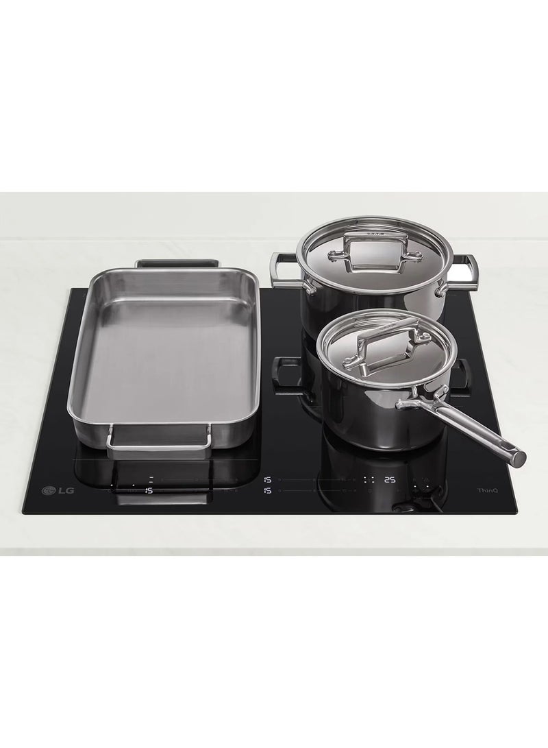 LG 4 Burner Built-In Induction Cooker 60cm with 15 Step Power Level, Power Management System, Cook Timer, Safety Child Lock 4 CBIZ2435B Black - Image 5