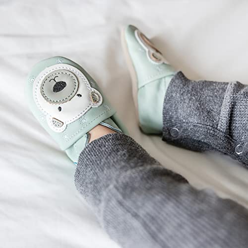 Dotty Fish Soft Leather Infant Shoes Unisex pre-Walkers. Polar Bear on Ice Blue Shoe. 12-18 Months - Image 3