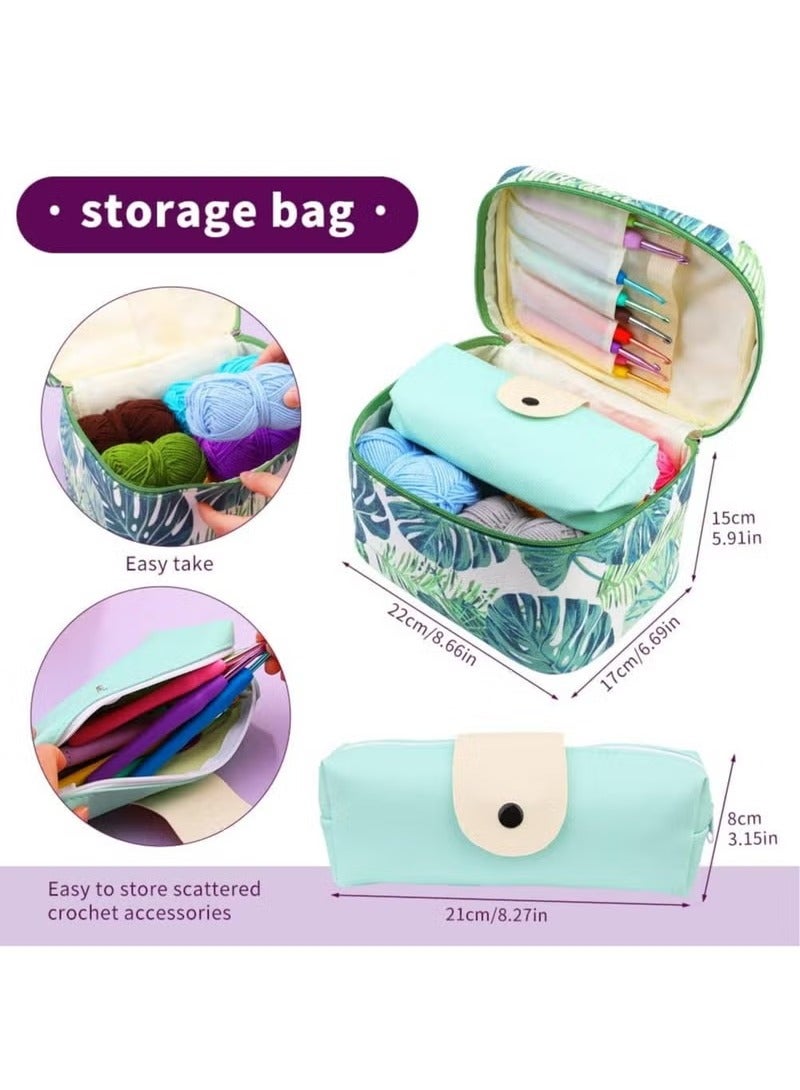 MIXDE 87 Pcs Crochet Kit for Beginners, Crochet Starter Kit, Crochet Needles Set with 12 Yarn Balls Plastic Sewing Needles Stitch Marker Storage Bag Knitting Accessories for Adults Beginner Craft - Image 2