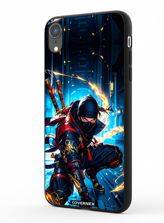Covernex Apple iPhone XR Protective Case Cover Printed Featuring Katana Warrior Cyber Ninja Action Illustration - Image 1