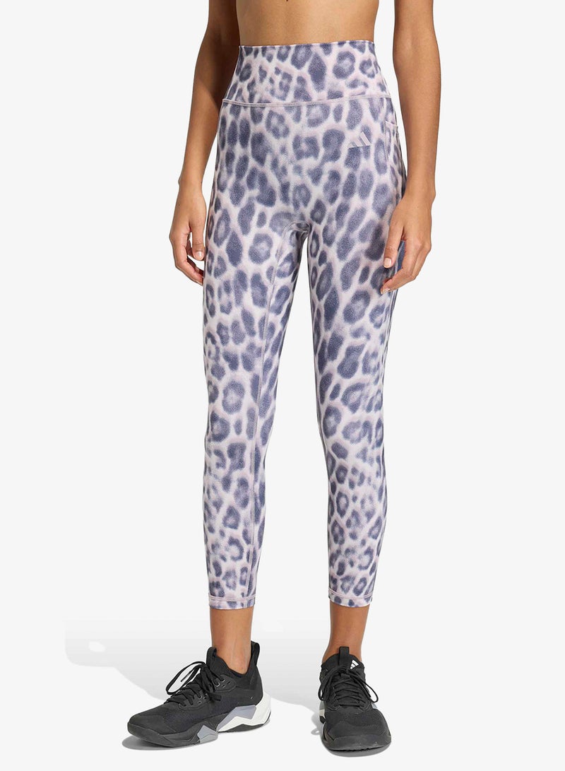 Adidas 7/8 Optime Essentials Workout Leopard Leggings - Image 1