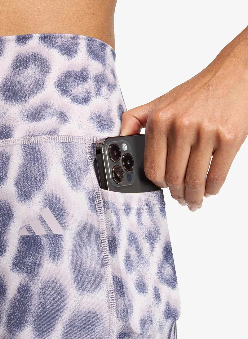 Adidas  7/8 Optime Essentials Workout Leopard Leggings for Women | Best Price UAE