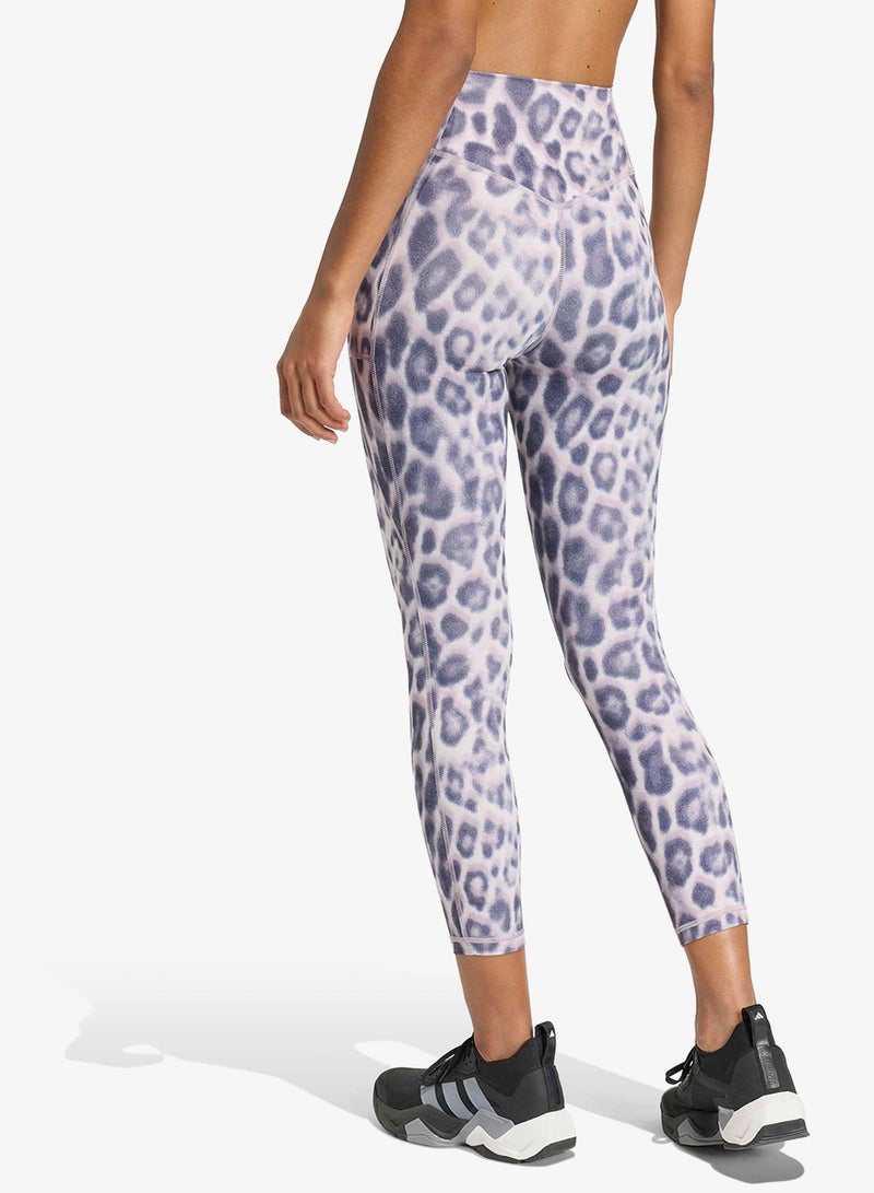 Adidas 7/8 Optime Essentials Workout Leopard Leggings - Image 2