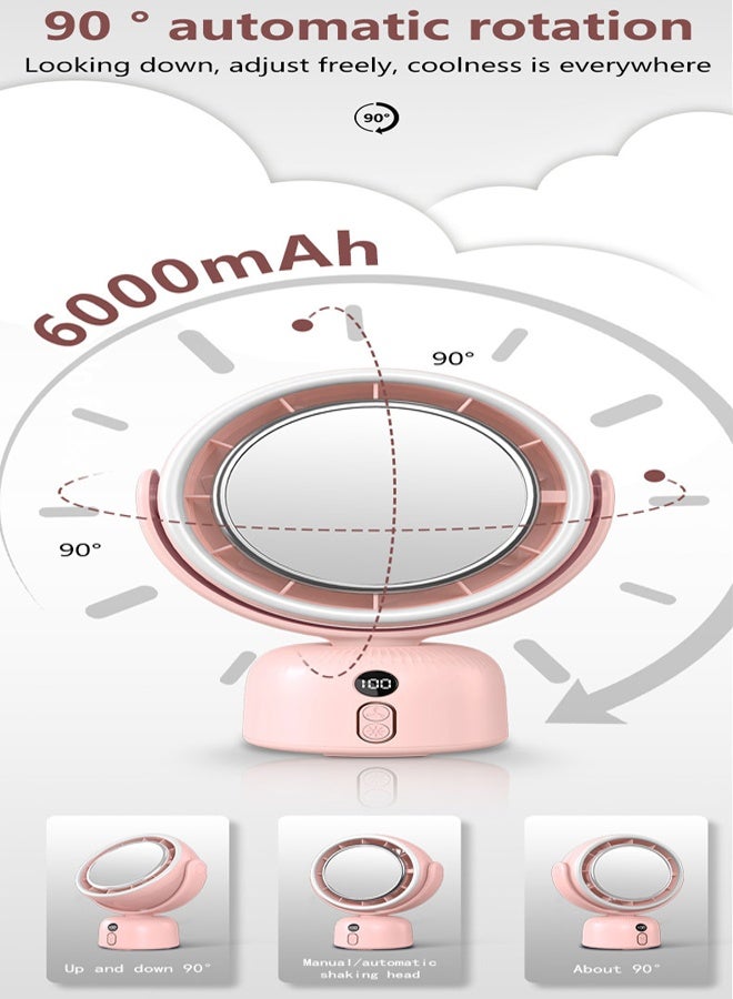 Golden Loop Makeup Mirror with Fan & LED Light - 5 Speed Fan, 3 Brightness Levels, Adjustable, Wall Mount - Image 4