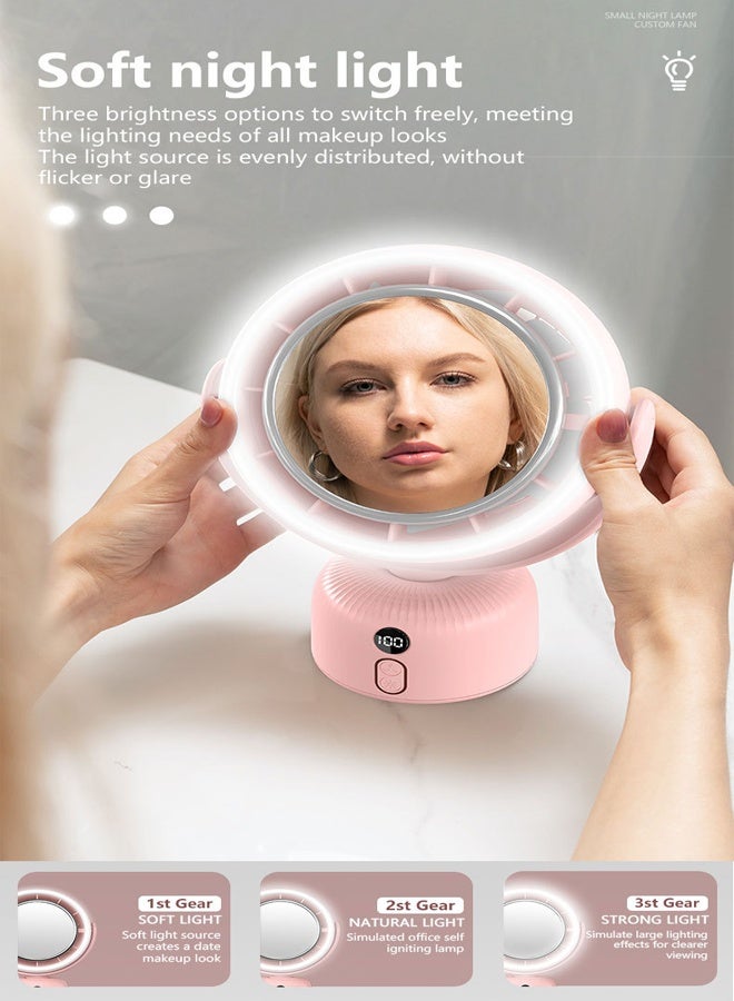 Golden Loop Makeup Mirror with Fan & LED Light - 5 Speed Fan, 3 Brightness Levels, Adjustable, Wall Mount - Image 3