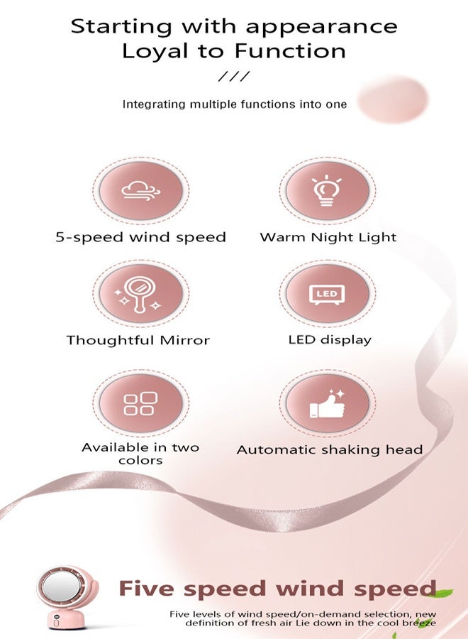 Golden Loop Makeup Mirror with Fan & LED Light - 5 Speed Fan, 3 Brightness Levels, Adjustable, Wall Mount - Image 5