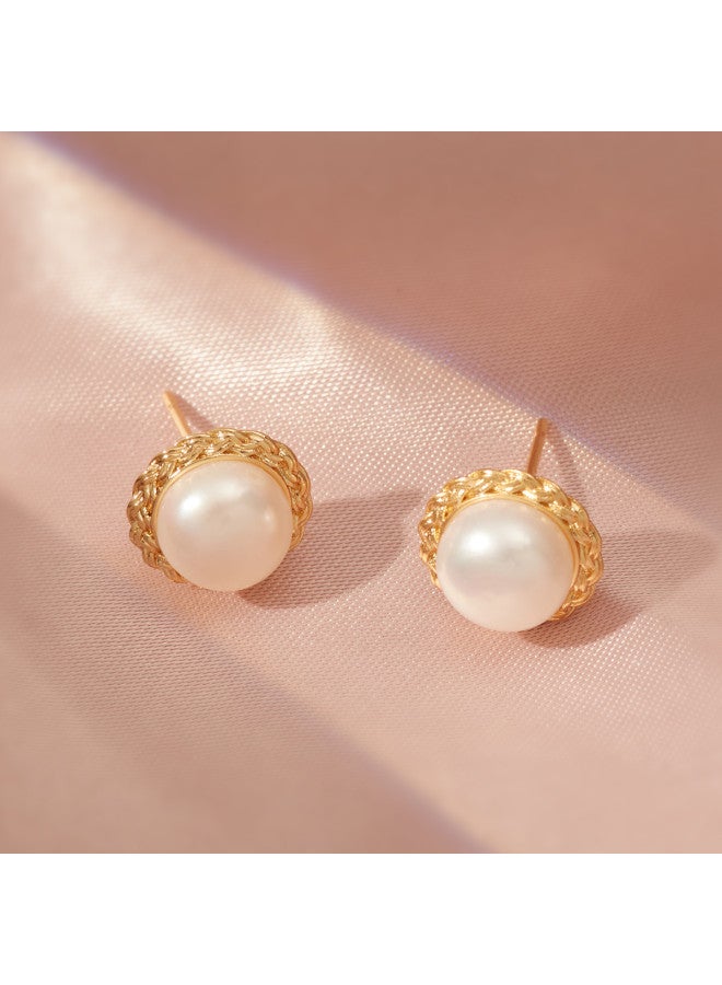 pincai New Retro Knitted Chanel-style Small Freshwater Pearl Earrings Gift Light Luxury Women High-end Versatile Earrings - Image 5