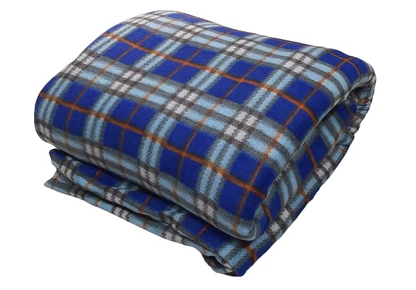 MAMRAJ ||Fleece|| Checkered Quilt Cover/Duvet Cover/Rajai Cover/Blanket Cover for Winters (90x100, Blue) - Image 1
