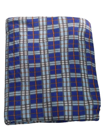 MAMRAJ ||Fleece|| Checkered Quilt Cover/Duvet Cover/Rajai Cover/Blanket Cover for Winters (90x100, Blue) - Image 2