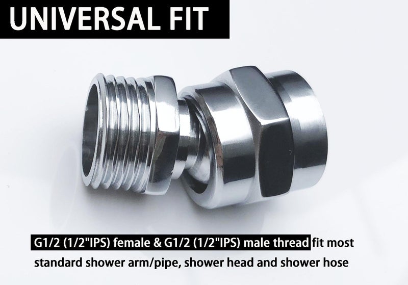 MISSMIN Shower head Swivel adapter,ball joint povit for overhead/handheld shower head,shower arm connection,polished Chrome - Image 5