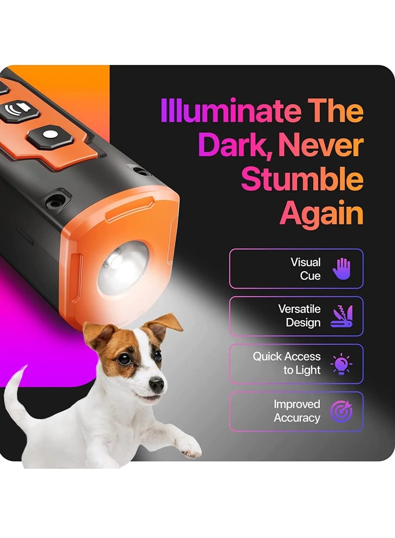 AROAQ Bark Deterrent, Multi Function Powerful Anti Barking Device, Rechargeable Anti Dog Bark Deterrent Device With LED Flashlight, Ultrasonic Dog Training Device For Silencing And Training, (Orange) - Image 3