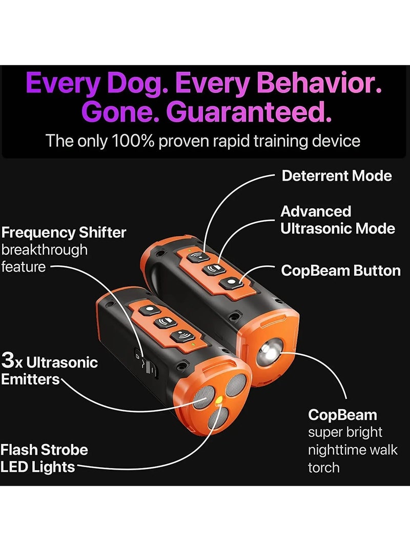 AROAQ Bark Deterrent, Multi Function Powerful Anti Barking Device, Rechargeable Anti Dog Bark Deterrent Device With LED Flashlight, Ultrasonic Dog Training Device For Silencing And Training, (Orange) - Image 2