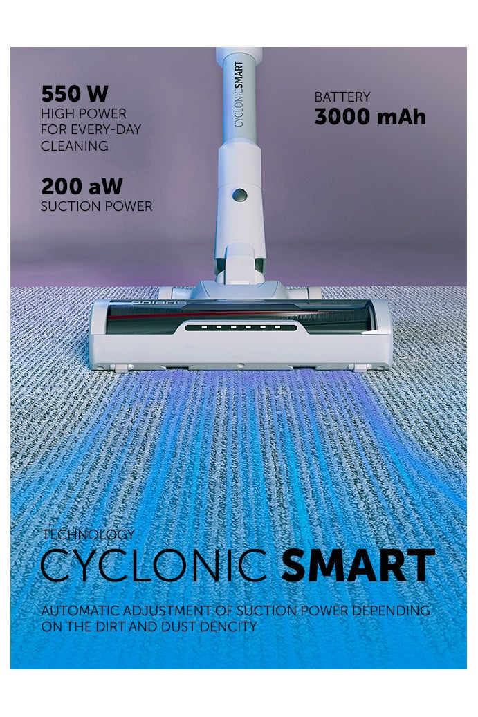 Polaris Polaris PVCS 4070 Cordless Vacuum | 600W Inverter Motor (10-yr) | 200 aW Suction | Wi-Fi IQ Home | Up to 80 min Runtime | HEPA 12 (99.5%) | Flex Motion 360° | Floor-Stand Charging Base | 0.3 L Dustbin - Image 4