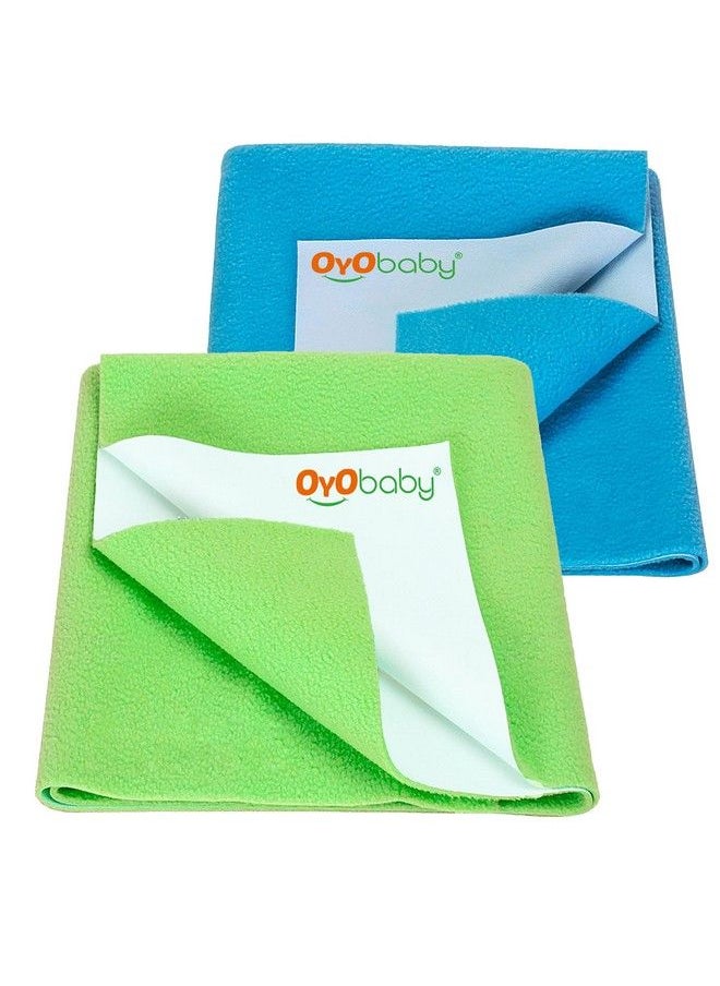 OYO BABY Waterproof Baby Bed Protector Dry Sheets For New Born Babies ; Reusable Mats ; Cot & Bassinet Gift Pack (Light Green + Firoza)Small (70Cm X 50Cm)  - Image 1