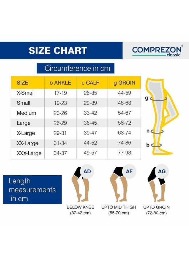 COMPREZON - Comprezon Classic Lycra Medical Compression Stockings | Class 2 Compression | Below Knee Length | Pain Relief & Swelling Reduction | Compression Socks for Men and Women | Varicose Veins Stockings (Medium) - Image 1
