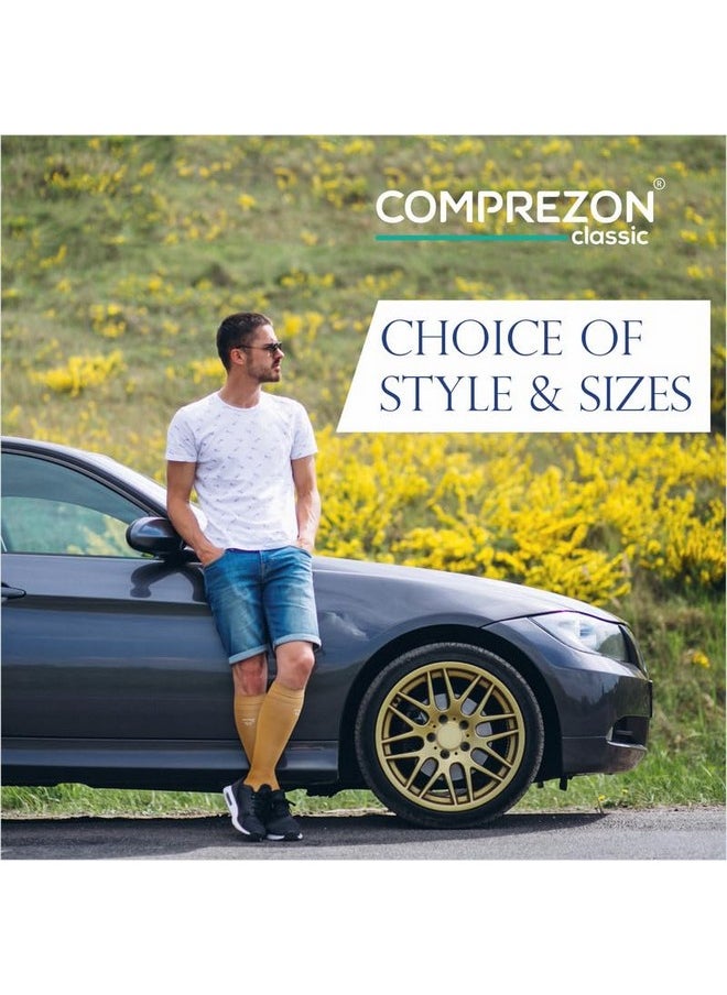 COMPREZON - Comprezon Classic Lycra Medical Compression Stockings | Class 2 Compression | Below Knee Length | Pain Relief & Swelling Reduction | Compression Socks for Men and Women | Varicose Veins Stockings (Medium) - Image 1