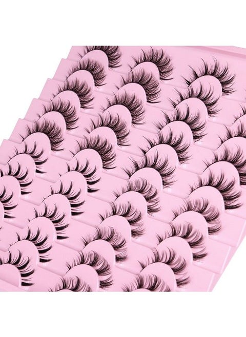 Manga Lashes Natural Look Anime False Eyelashes 20 Pairs Clear Band Individual Wispy Fake Eyelashes Strip Spiky DIY Cluster Lashes Extension C Curl Cat Eye Lashes Pack