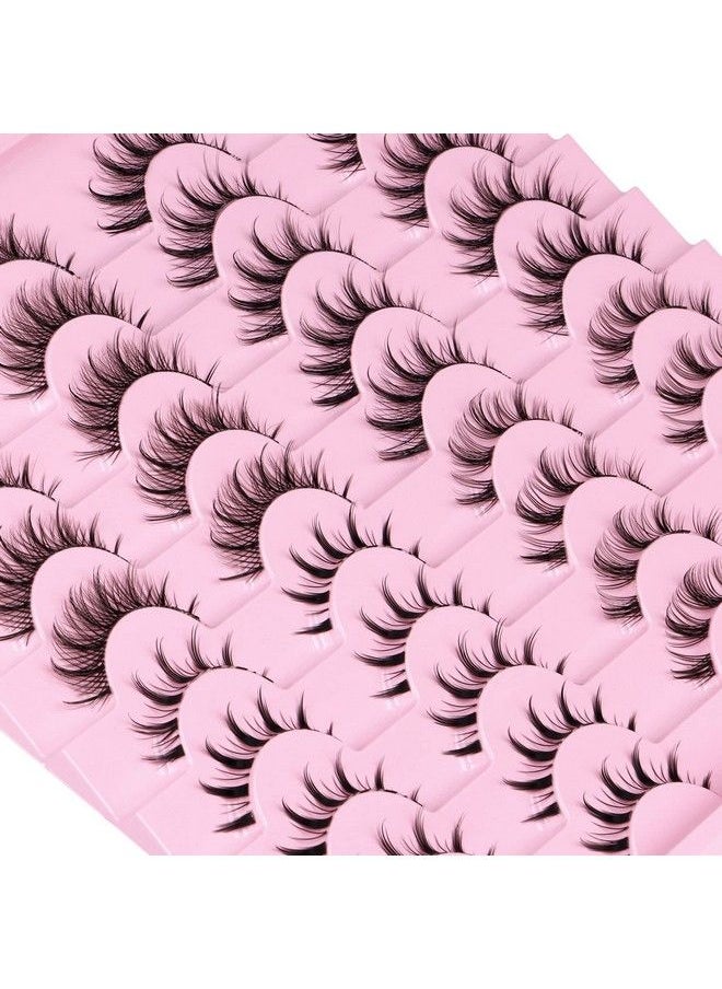 Newcally - Manga Lashes Natural Look Anime False Eyelashes 20 Pairs Clear Band Individual Wispy Fake Eyelashes Strip Spiky DIY Cluster Lashes Extension C Curl Cat Eye Lashes Pack - Image 1