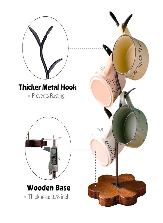 Bellglee Mug Tree for Coffee Cups - Rustic Mug Holder Stand with 4 Hooks, Countertop Cup Rack for Coffee Bar & Kitchen Organization - Image 3