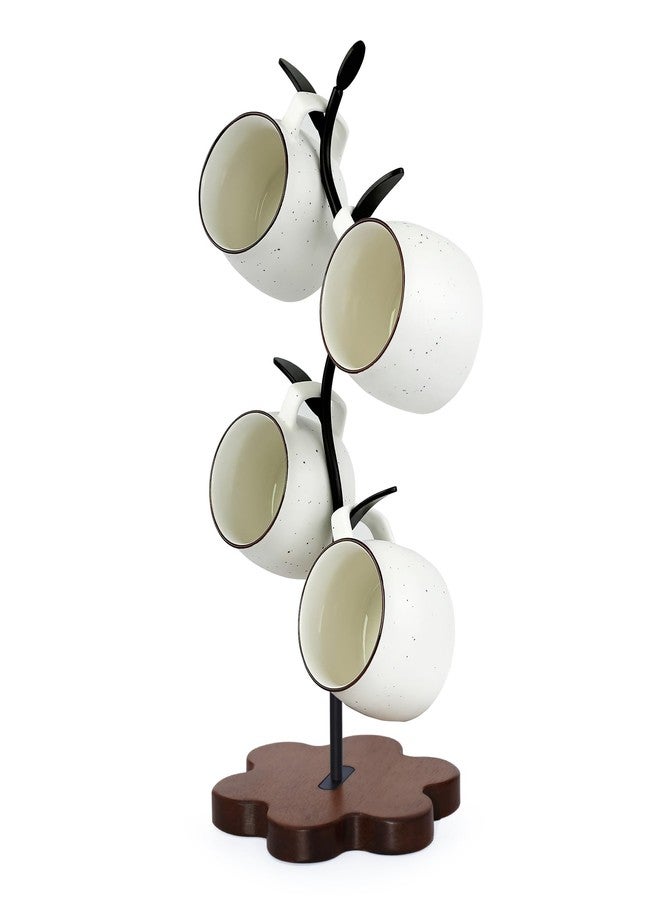 Bellglee Mug Tree for Coffee Cups - Rustic Mug Holder Stand with 4 Hooks, Countertop Cup Rack for Coffee Bar & Kitchen Organization - Image 1