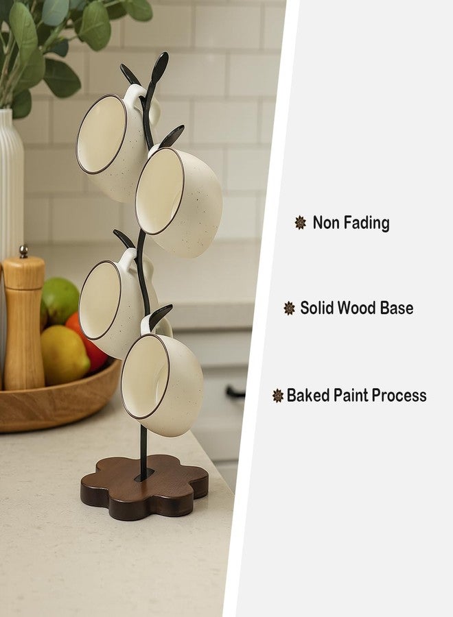 Bellglee Mug Tree for Coffee Cups - Rustic Mug Holder Stand with 4 Hooks, Countertop Cup Rack for Coffee Bar & Kitchen Organization - Image 5