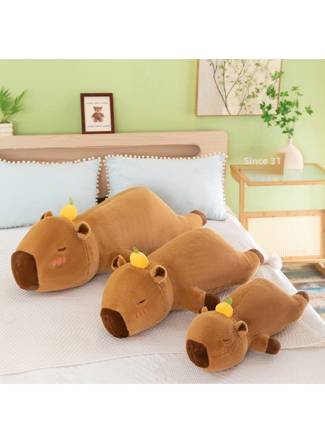 Creative Lie-style Capybara Pillow Persimmon Persimmon Ruyi Ka Piba Plush Doll Girls Bed Sleeping Long Pillow-Color:Capybara Pillow Persimmon Persimmon Ruyi-Height:60cm0.5kg