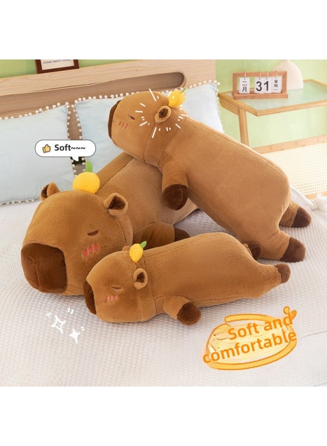 Creative Lie-style Capybara Pillow Persimmon Persimmon Ruyi Ka Piba Plush Doll Girls Bed Sleeping Long Pillow-Color:Capybara Pillow Persimmon Persimmon Ruyi-Height:60cm0.5kg