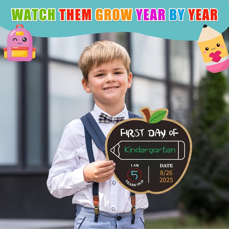 On the First and Last Day of School, There Is a 9.8-Inch Double-Sided Reusable Back to School Sign for Children, Girls, Boys, Preschool, Kindergarten, First Grade, Photos, Props, and Gifts from the School's Board of Directors on the First Day of School - Image 2