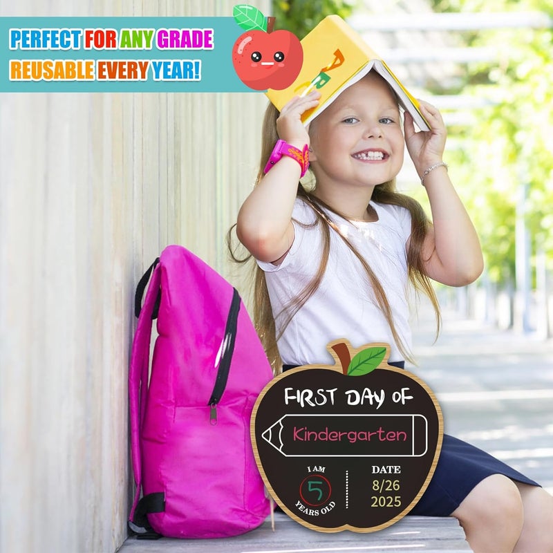On the First and Last Day of School, There Is a 9.8-Inch Double-Sided Reusable Back to School Sign for Children, Girls, Boys, Preschool, Kindergarten, First Grade, Photos, Props, and Gifts from the School's Board of Directors on the First Day of School - Image 3
