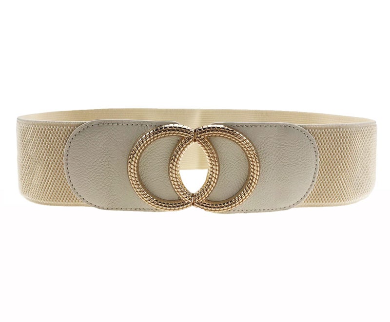 Swtddy 3 Pack Womens Vintage Wide Elastic Stretch Waist Belt For Dresses (Golden O Design Black+Beige+Camel, Suit For Waist Size 36"-45") - Image 2